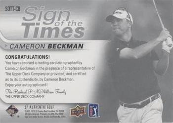 2021 SP Authentic - Sign of the Times #SOTT-CB Cameron Beckman Back