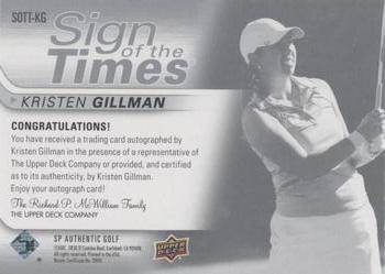 2021 SP Authentic - Sign of the Times #SOTT-KG Kristen Gillman Back