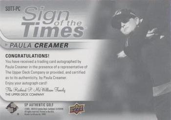 2021 SP Authentic - Sign of the Times #SOTT-PC Paula Creamer Back