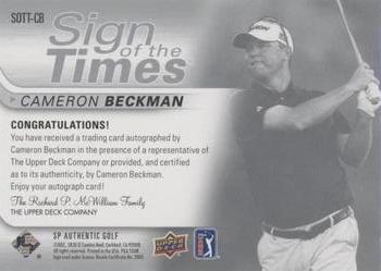 2021 SP Authentic - Sign of the Times Inscriptions #SOTT-CB Cameron Beckman Back