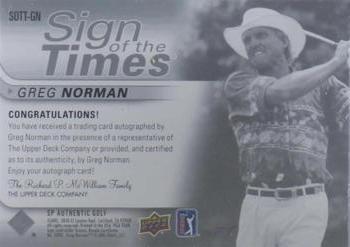 2021 SP Authentic - Sign of the Times Inscriptions #SOTT-GN Greg Norman Back