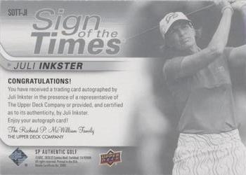 2021 SP Authentic - Sign of the Times Inscriptions #SOTT-JI Juli Inkster Back