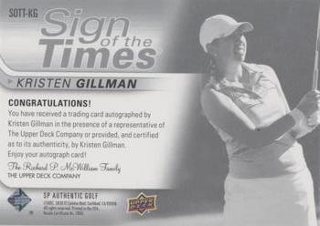 2021 SP Authentic - Sign of the Times Inscriptions #SOTT-KG Kristen Gillman Back