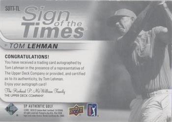 2021 SP Authentic - Sign of the Times Inscriptions #SOTT-TL Tom Lehman Back