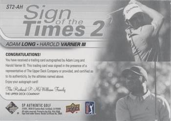 2021 SP Authentic - Sign of the Times 2 #ST2-AH Adam Long / Harold Varner III Back