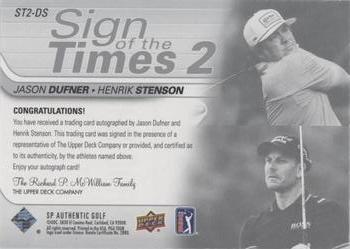 2021 SP Authentic - Sign of the Times 2 #ST2-DS Jason Dufner / Henrik Stenson Back