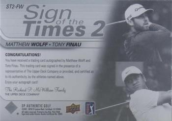 2021 SP Authentic - Sign of the Times 2 #ST2-FW Matthew Wolff / Tony Finau Back
