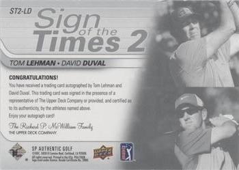2021 SP Authentic - Sign of the Times 2 #ST2-LD Tom Lehman / David Duval Back