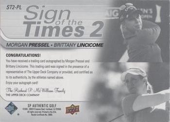 2021 SP Authentic - Sign of the Times 2 #ST2-PL Morgan Pressel / Brittany Lincicome Back