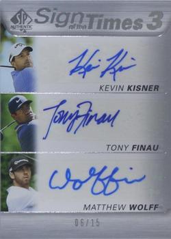 2021 SP Authentic - Sign of the Times 3 #ST3-KFW Kevin Kisner / Tony Finau / Matthew Wolff Front