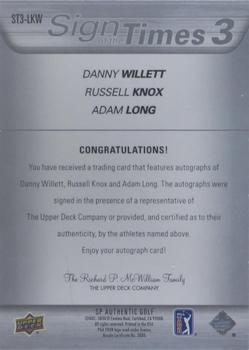 2021 SP Authentic - Sign of the Times 3 #ST3-LKW Danny Willett / Russell Knox / Adam Long Back