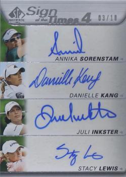 2021 SP Authentic - Sign of the Times 4 #ST4-SILK Annika Sorenstam / Danielle Kang / Juli Inkster / Stacy Lewis Front