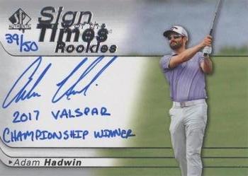 2021 SP Authentic - Sign of the Times Rookies Inscriptions #SOTTR-AH Adam Hadwin Front