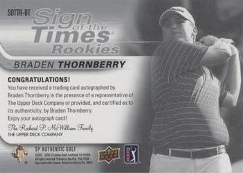 2021 SP Authentic - Sign of the Times Rookies Inscriptions #SOTTR-BT Braden Thornberry Back