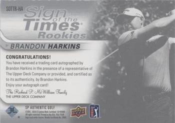 2021 SP Authentic - Sign of the Times Rookies Inscriptions #SOTTR-HA Brandon Harkins Back