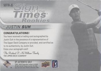 2021 SP Authentic - Sign of the Times Rookies Inscriptions #SOTTR-JS Justin Suh Back