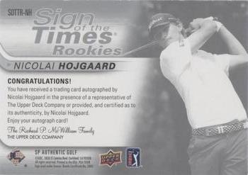 2021 SP Authentic - Sign of the Times Rookies Inscriptions #SOTTR-NH Nicolai Hojgaard Back