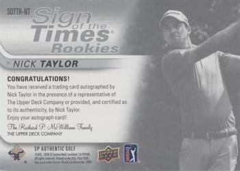 2021 SP Authentic - Sign of the Times Rookies Inscriptions #SOTTR-NT Nick Taylor Back