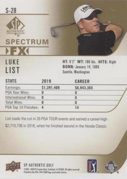 2021 SP Authentic - Spectrum FX Blue #S-28 Luke List Back