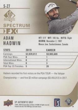 2021 SP Authentic - Spectrum FX Green #S-27 Adam Hadwin Back