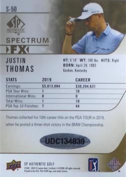 2021 SP Authentic - Spectrum FX Green Autographs #S-50 Justin Thomas Back