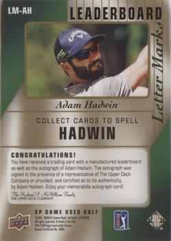 2021 SP Game Used - Leaderboard Letter Marks #LM-AH Adam Hadwin Back