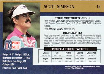 1990 Pro Set PGA Tour #12 Scott Simpson Back