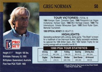 1990 Pro Set PGA Tour #50 Greg Norman Back