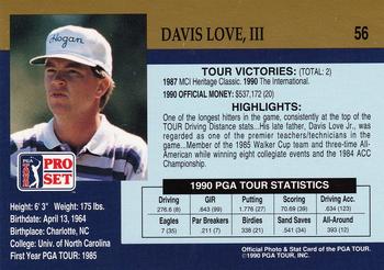 1990 Pro Set PGA Tour #56 Davis Love III Back