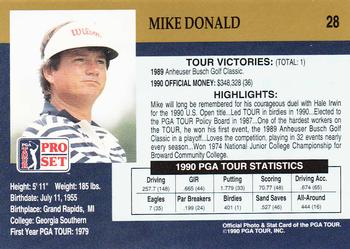1990 Pro Set PGA Tour #28 Mike Donald Back