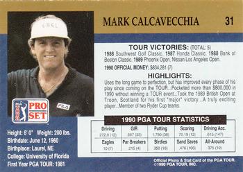 1990 Pro Set PGA Tour #31 Mark Calcavecchia Back
