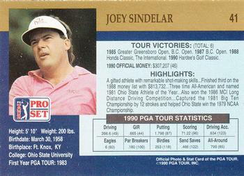 1990 Pro Set PGA Tour #41 Joey Sindelar Back