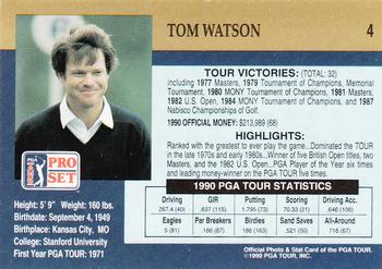 1990 Pro Set PGA Tour #4 Tom Watson Back