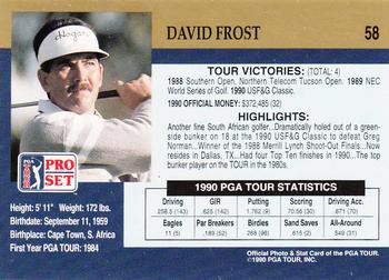 1990 Pro Set PGA Tour #58 David Frost Back