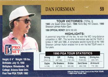1990 Pro Set PGA Tour #59 Dan Forsman Back