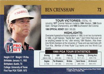 1990 Pro Set PGA Tour #73 Ben Crenshaw Back