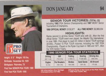 1990 Pro Set PGA Tour #94 Don January Back