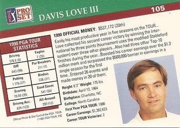 1991 Pro Set PGA Tour #105 Davis Love III Back