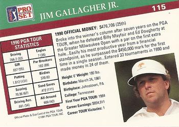 1991 Pro Set PGA Tour #115 Jim Gallagher Jr. Back
