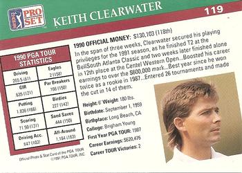 1991 Pro Set PGA Tour #119 Keith Clearwater Back