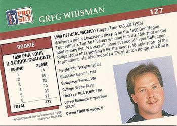 1991 Pro Set PGA Tour #127 Greg Whisman Back