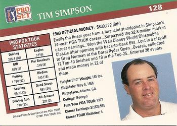 1991 Pro Set PGA Tour #128 Tim Simpson Back