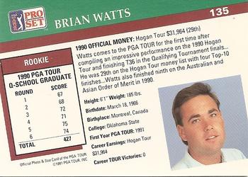 1991 Pro Set PGA Tour #135 Brian Watts Back