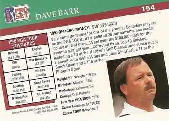 1991 Pro Set PGA Tour #154 Dave Barr Back