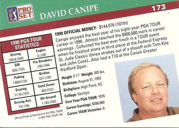 1991 Pro Set PGA Tour #173 David Canipe Back