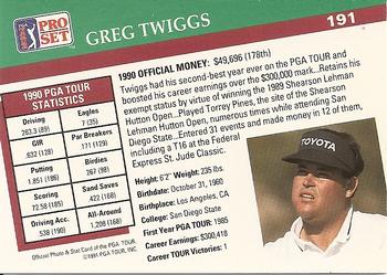 1991 Pro Set PGA Tour #191 Greg Twiggs Back