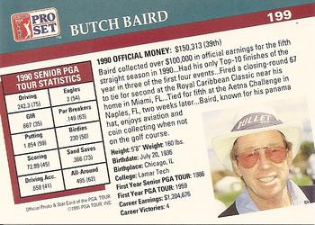 1991 Pro Set PGA Tour #199 Butch Baird Back