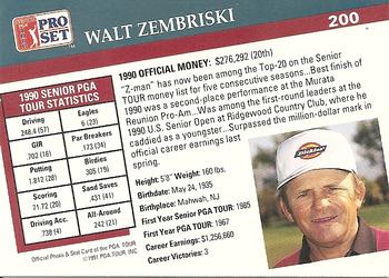1991 Pro Set PGA Tour #200 Walt Zembriski Back
