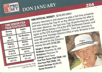1991 Pro Set PGA Tour #204 Don January Back
