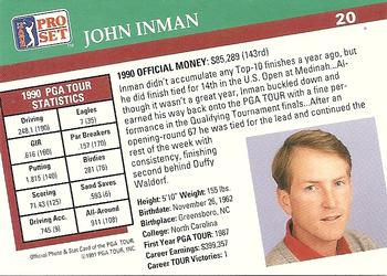 1991 Pro Set PGA Tour #20 John Inman Back
